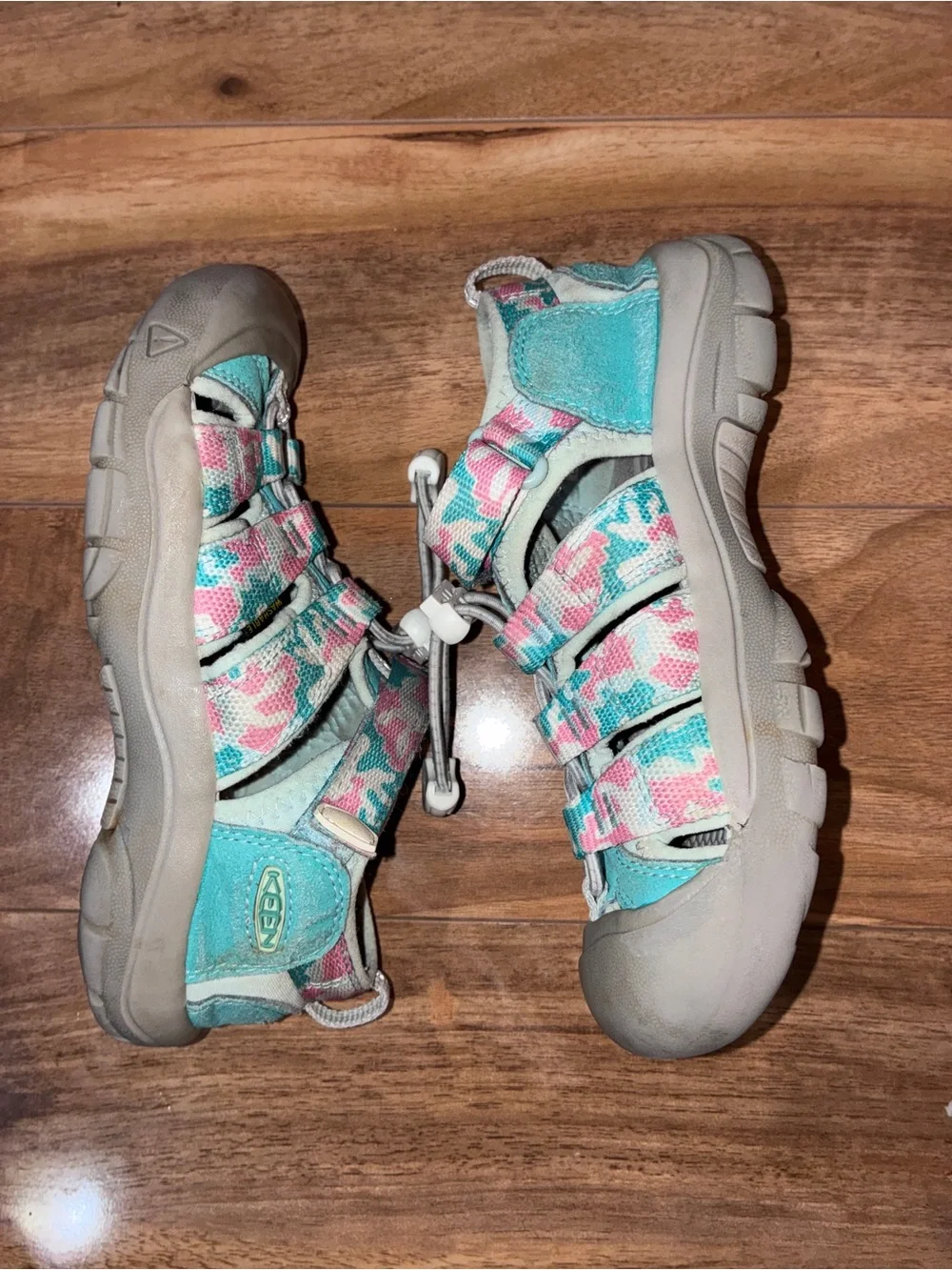 Kids Keen Newport H2 Sandals, teal and pink - size 13